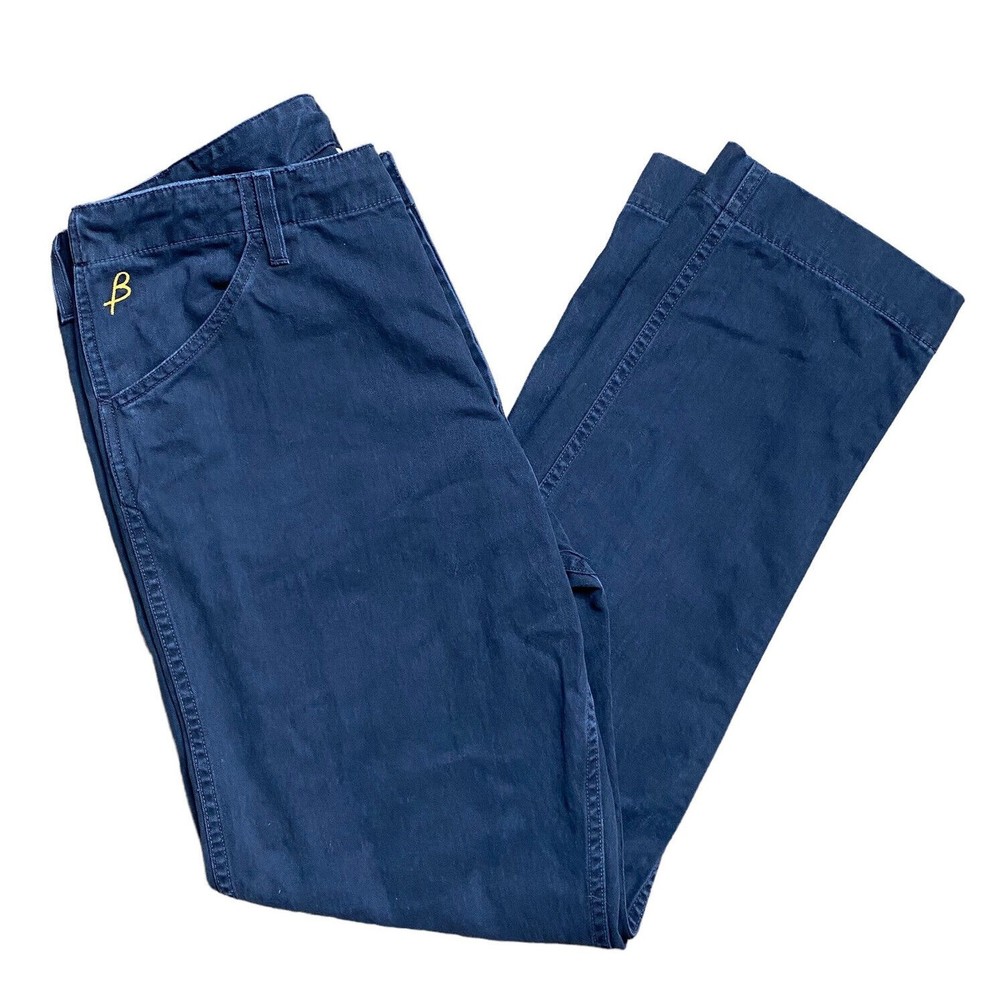Birdwell Beach Britches Mens Pants HBT Work Button Fly Blue 35 X 32 Made In USA